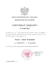 certyfikat Jakub Domański